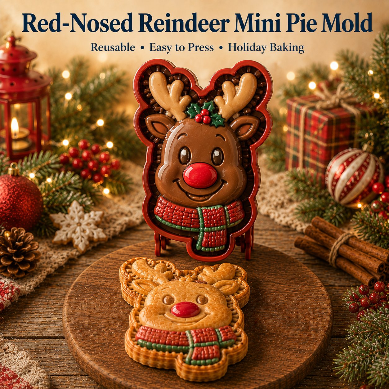 🎄8-Design Christmas Mini Pie Mold Collection| Reusable Embossed Molds