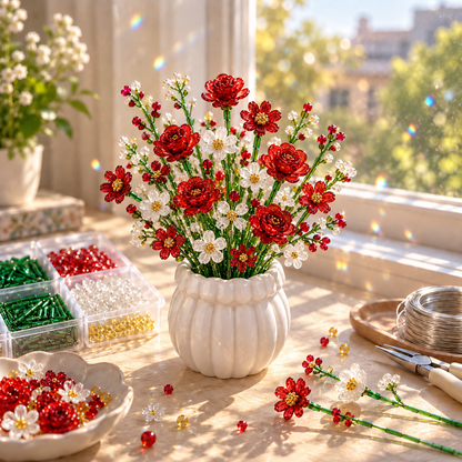 ⏳ Last Day 48% OFF –🌼✨DIY Beaded Wildflower Bouquet Kit – Handmade Crystal Flower Craft Set🌸✨