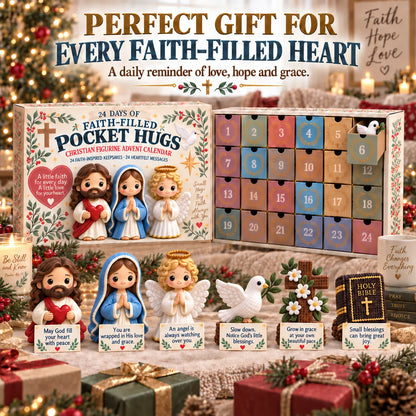 ⏳ Last Day 49% OFF – ✝️ 24 Days of Faith-Filled Pocket Hugs™ Advent Calendar | 24 Unique Hand-Painted Christian Keepsakes with Matching Encouragement Cards & No Repeated Designs 🎁