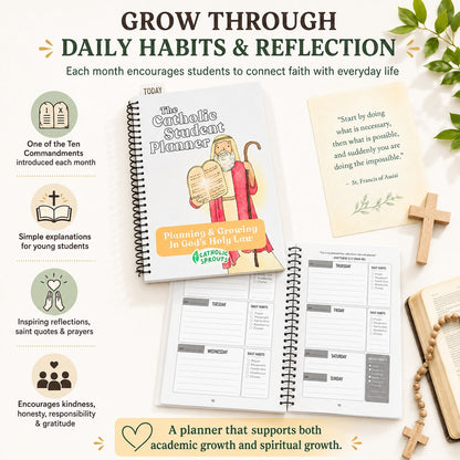 ✨ The Catholic Student Planner — A Faith-Filled Planner To Help Kids Stay Organized, Reflect & Grow
