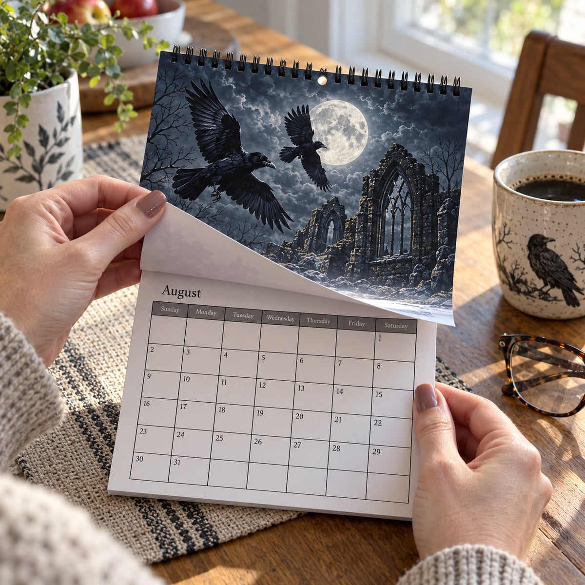 🐦‍⬛Raven & Crow 2027 Wall Calendar — 12 Months of Moonlit Gothic Art🖤
