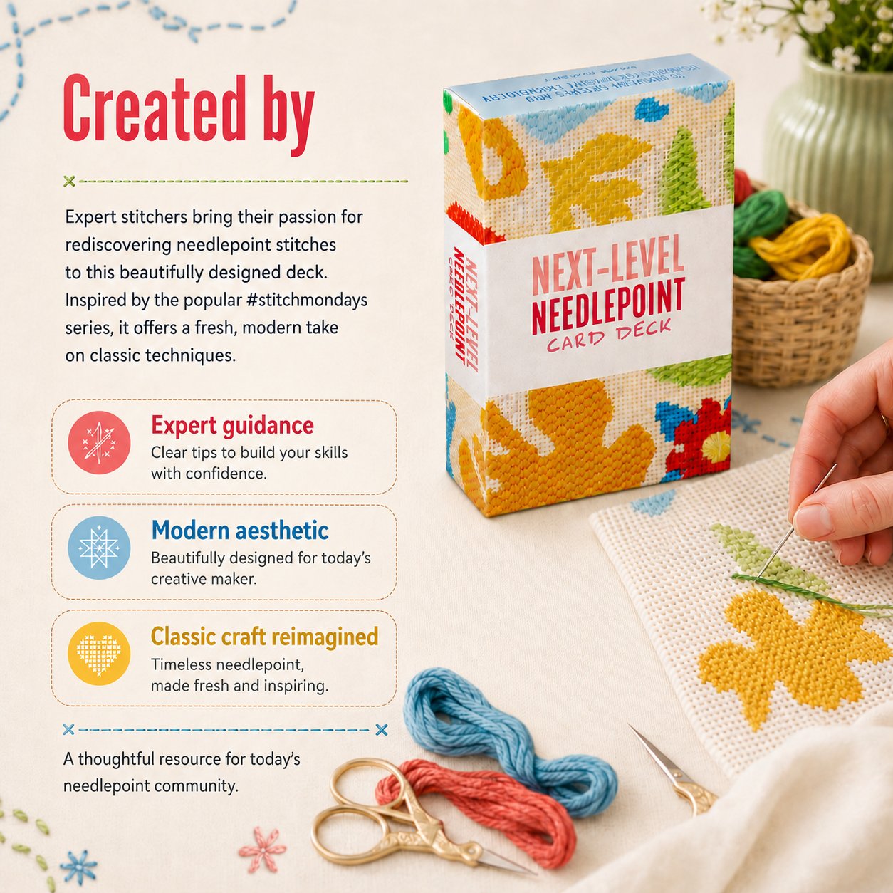 🧵Next-Level Needlepoint Card Deck – 50 Stitch Cards + Techniques for Tapestry Lovers✨(📦Buy 2 Free Shipping)