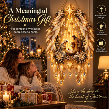✨👼 Heavenly Angel Wings Nativity Light✨ – Lighted Christmas Wall Decor