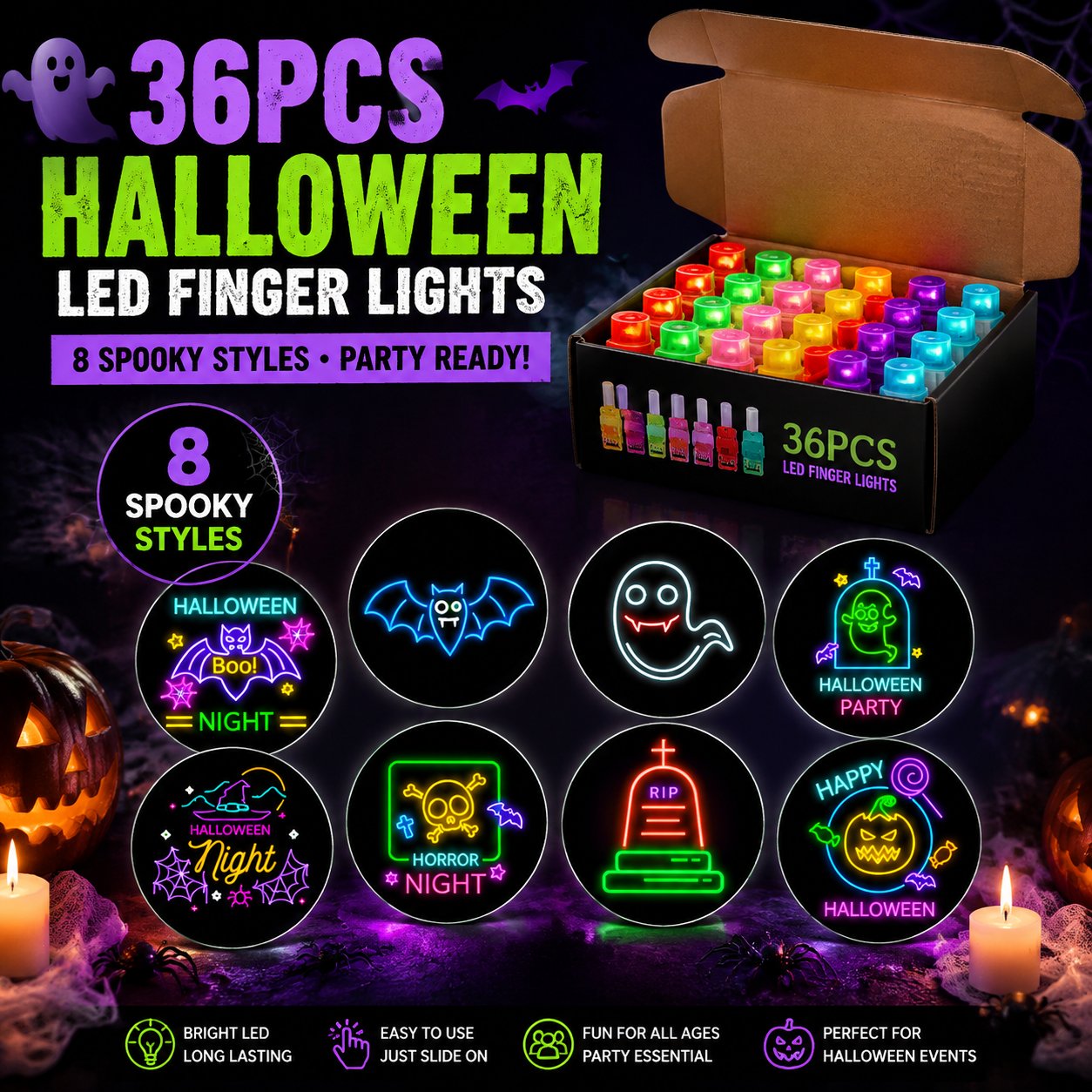 ⏰Limited Stock 49% OFF🎃Halloween Finger Projector Lights – Mini Pattern Projector