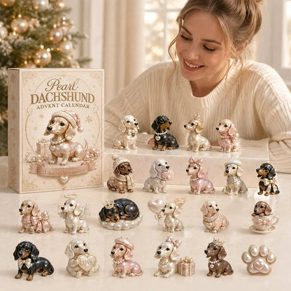 🎅 2026 Christmas Gift 50% Off--2026 Pearl Dachshund Christmas Advent Calendar | 24-Day Dog-Themed Collectible Decor Gift Box