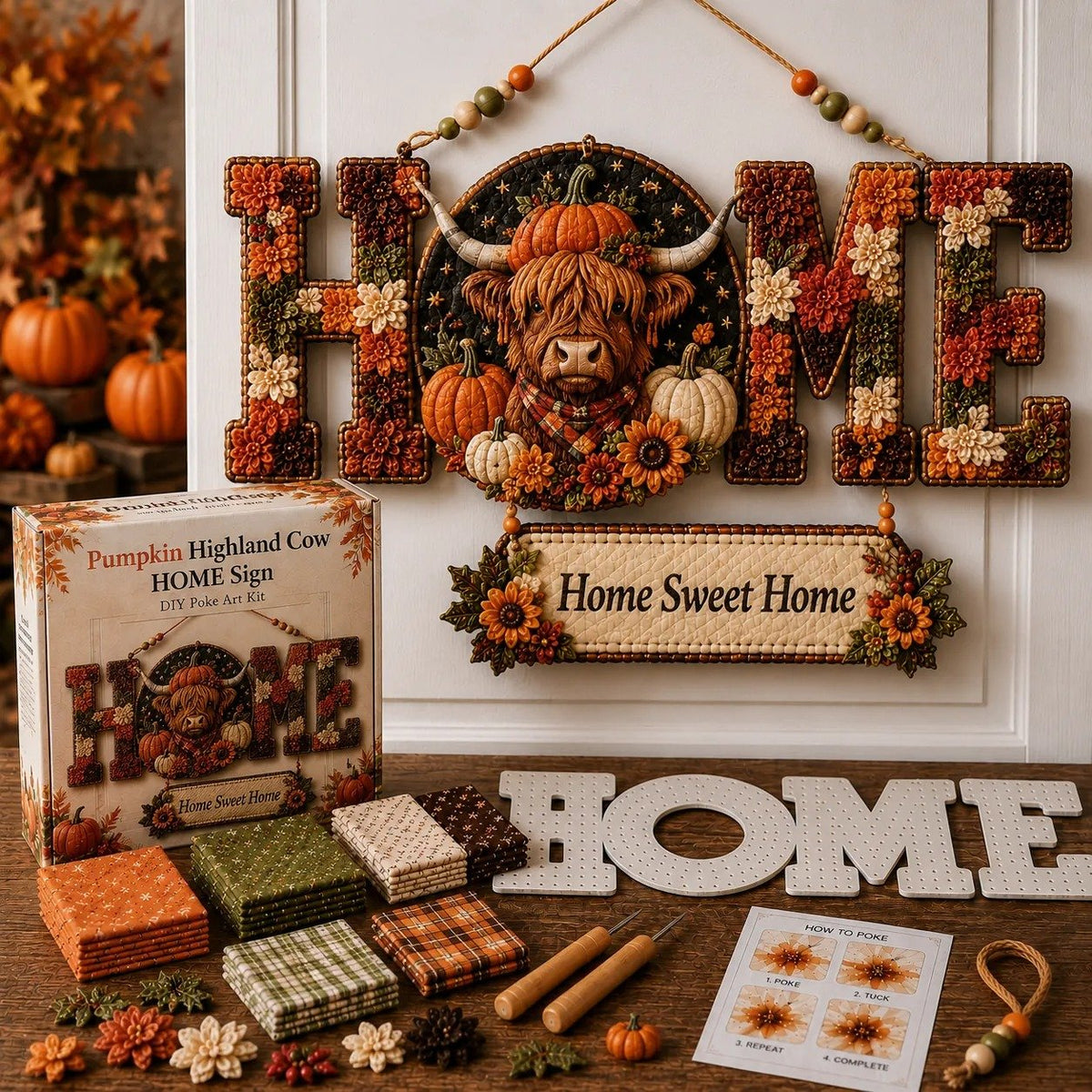 🔥49% Off Last Day - 🎄 ✨ DIY Fabric Poke Art HOME Sign Kit 🏡