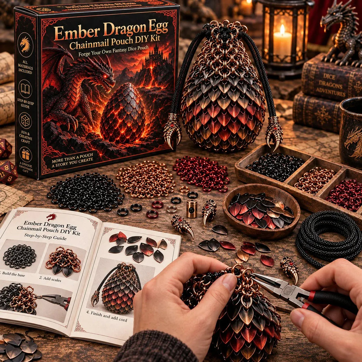 🔥Last Day 49% OFF - 🐉 Dragon Egg Chainmail Pouch DIY Kit