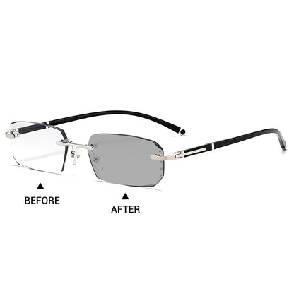 🔥Ultra-lightweight rimless reading glasses with diamond-cut lenses.