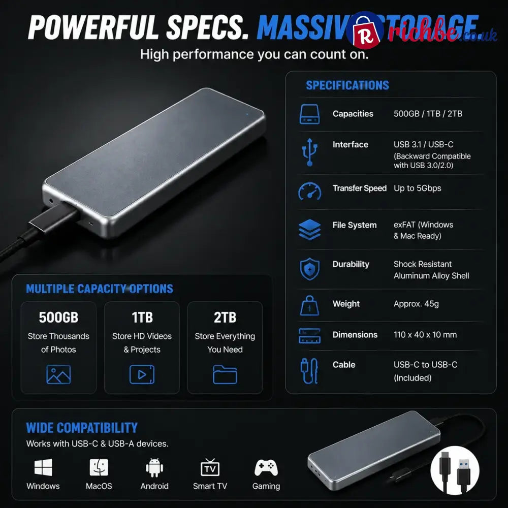 🔥 LAST DAY 48% OFF-Portable External SSD – Protect Your Photos Videos & Important Files