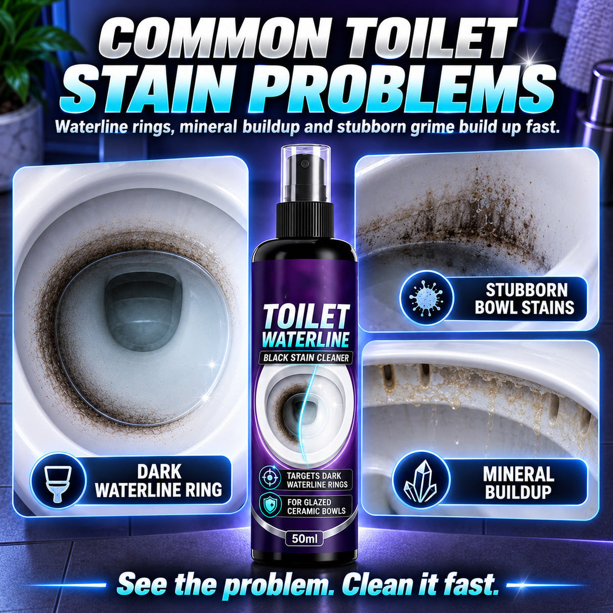🥳BUY 1 GET 1 FREE🥳Waterline Cleaner! Targets black rings, clinging formula & less scrubbing. Clean bowl – grab yours! ✅