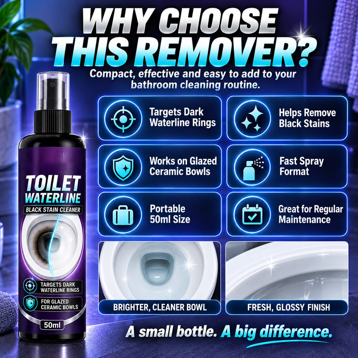 🥳BUY 1 GET 1 FREE🥳Waterline Cleaner! Targets black rings, clinging formula & less scrubbing. Clean bowl – grab yours! ✅