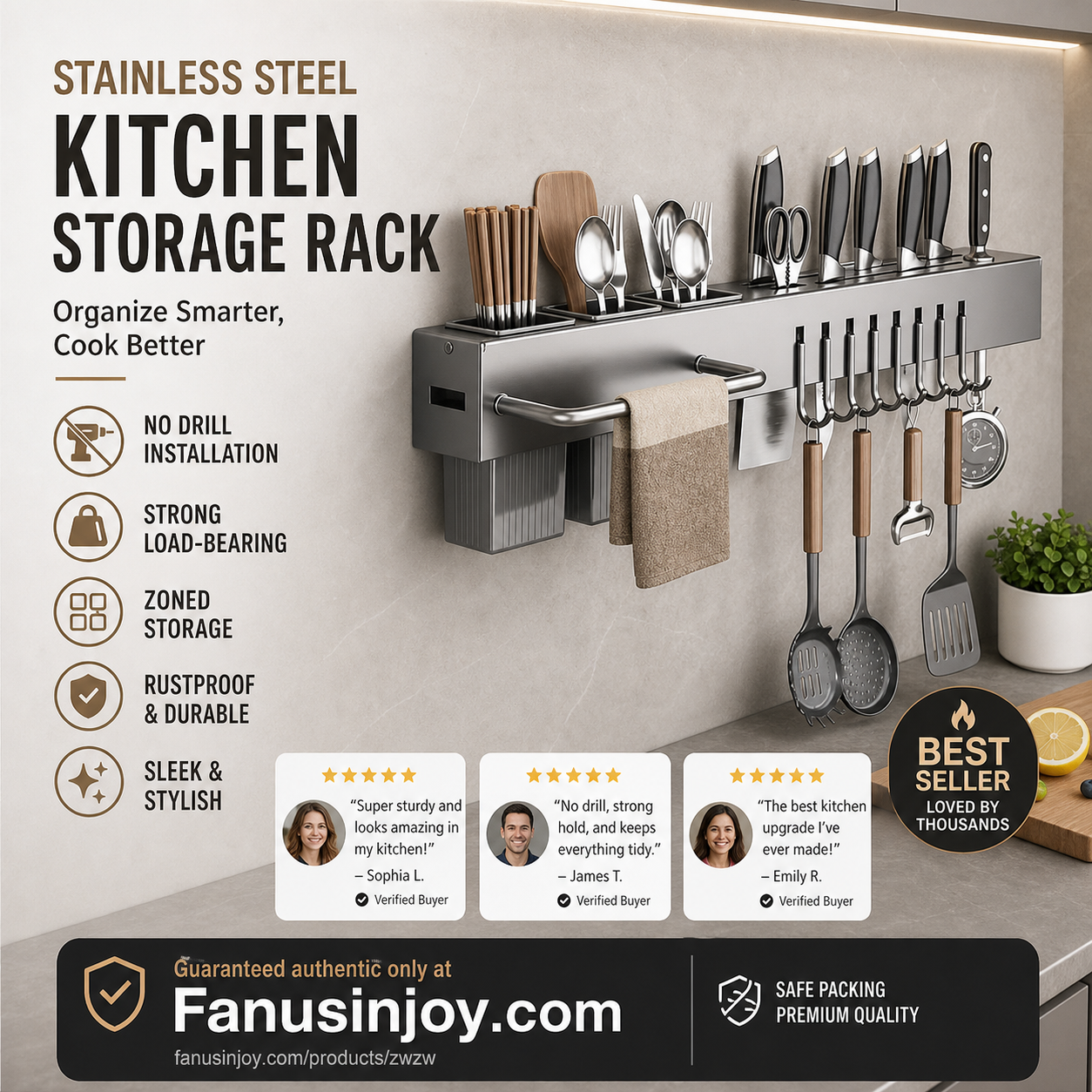 🍽Kitchen storage essentials 🔥50% limited discount！👨🏻‍🍳Clear messy countertops in one go！Multifunctional Kitchen Chopstick Cage & Knife Holder