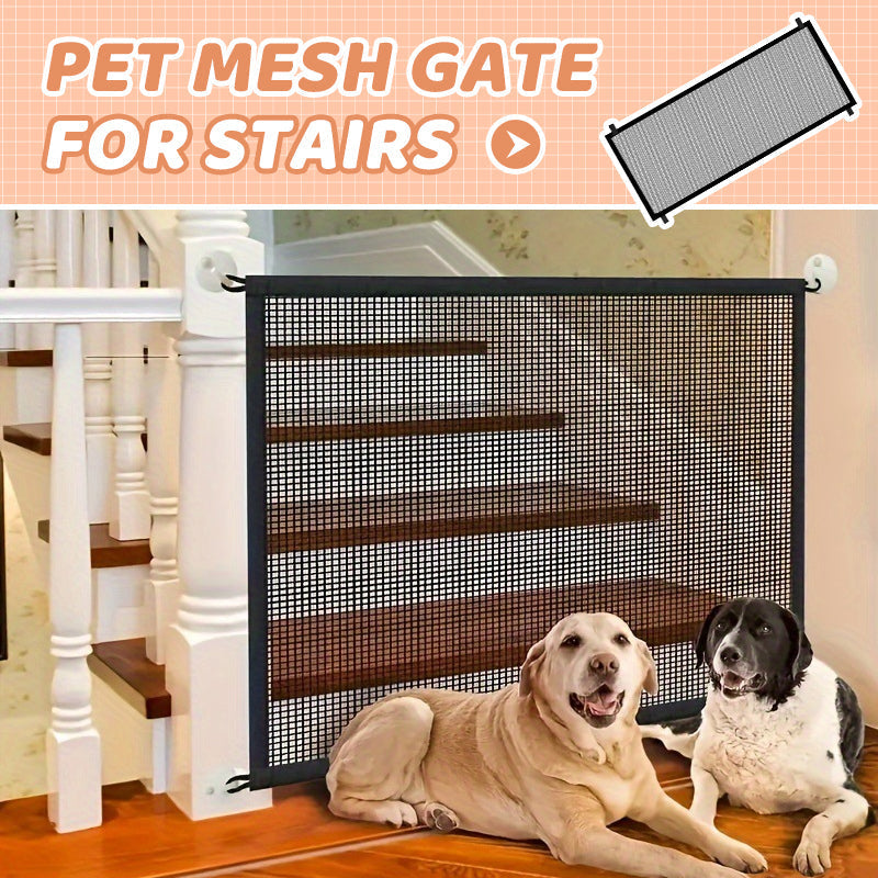 🎉 2026 SALE 50% OFF! 💞 Pet Mesh Gate for Stairs – Drill-Free, Foldable & Portable, Safe Barrier for Dogs & Cats 🐾