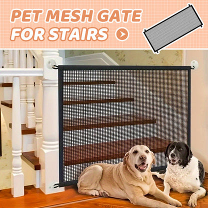 🎉 2026 SALE 50% OFF! 💞 Pet Mesh Gate for Stairs – Drill-Free, Foldable & Portable, Safe Barrier for Dogs & Cats 🐾