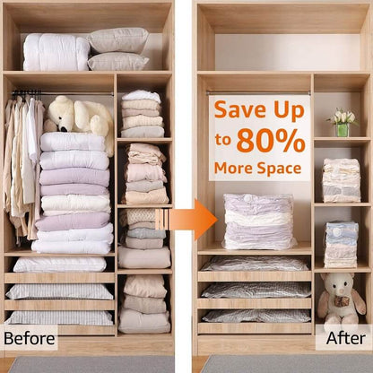 ⏳LAST DAY SALE ONLY !🏆🧳No‑Pump Vacuum Storage Bags – Press & seal, no pump needed. Saves 80% space, keeps clothes dry & dust‑free. Perfect for bulky bedding & off‑season gear. 🛏️🗄️
