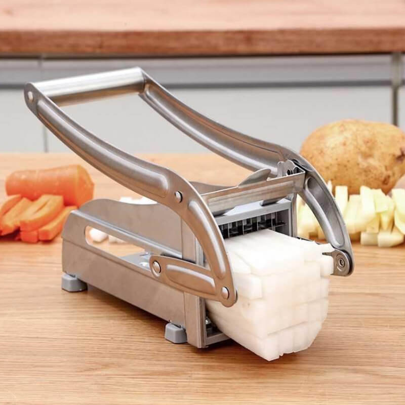 🥔 49% OFF! Stainless Steel Potato & Vegetable Slicer | Strong Suction Base | One-Hand Operation | Quick & Easy Food Prep 🥕