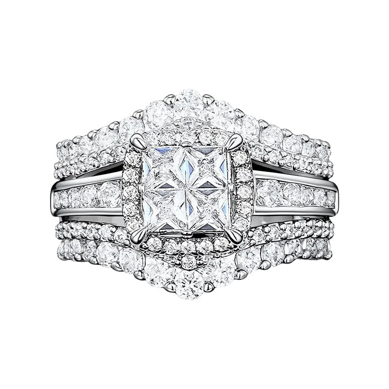 💍 LIMITED-TIME 49% OFF! 💥 Women's Princess Cut Cubic Zirconia Filled Ring – Pave Setting, Multi-Layer Band, Sparkle ✨