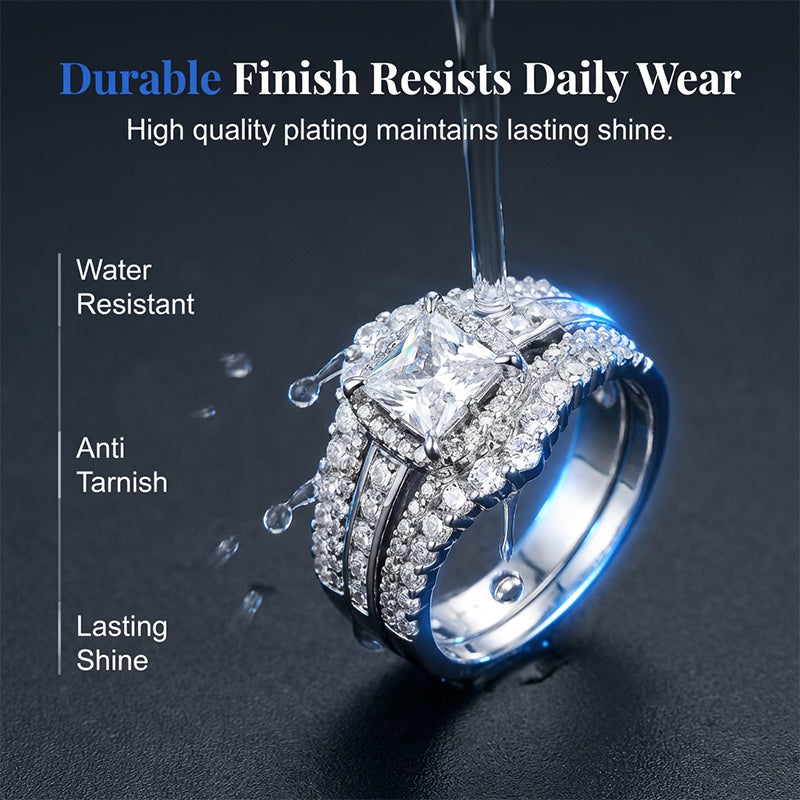💍 LIMITED-TIME 49% OFF! 💥 Women's Princess Cut Cubic Zirconia Filled Ring – Pave Setting, Multi-Layer Band, Sparkle ✨