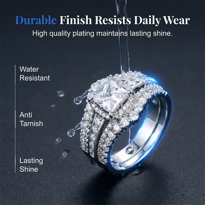 💍 LIMITED-TIME 49% OFF! 💥 Women's Princess Cut Cubic Zirconia Filled Ring – Pave Setting, Multi-Layer Band, Sparkle ✨