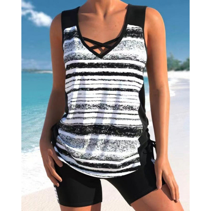 💗LAST DAY SALE 39% OFF- Miraclesuit Women's Tummy Control Tankini Set with Built-In Bra – Flattering Boho Swimwear with Shorts🔥GB