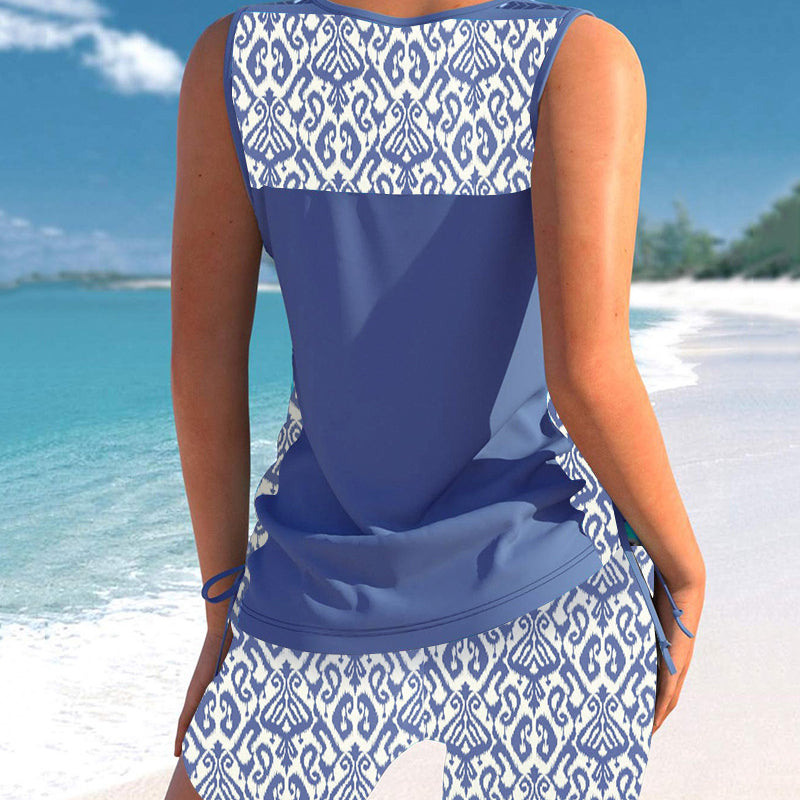 💗LAST DAY SALE 39% OFF- Miraclesuit Women's Tummy Control Tankini Set with Built-In Bra – Flattering Boho Swimwear with Shorts🔥GB