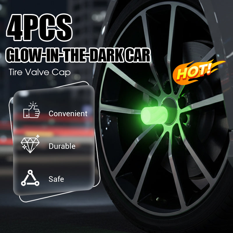 📢📢50% OFF !! ⏰🌟 2026 Sale — Over 57,500 Sold! 🚗 4PCS Glow-in-The-Dark Car Tire Valve Cap