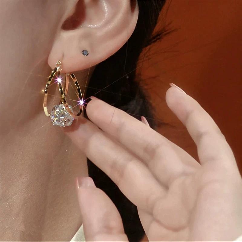 💖👍Double Hoop Sparkling Zirconia Ball Earrings