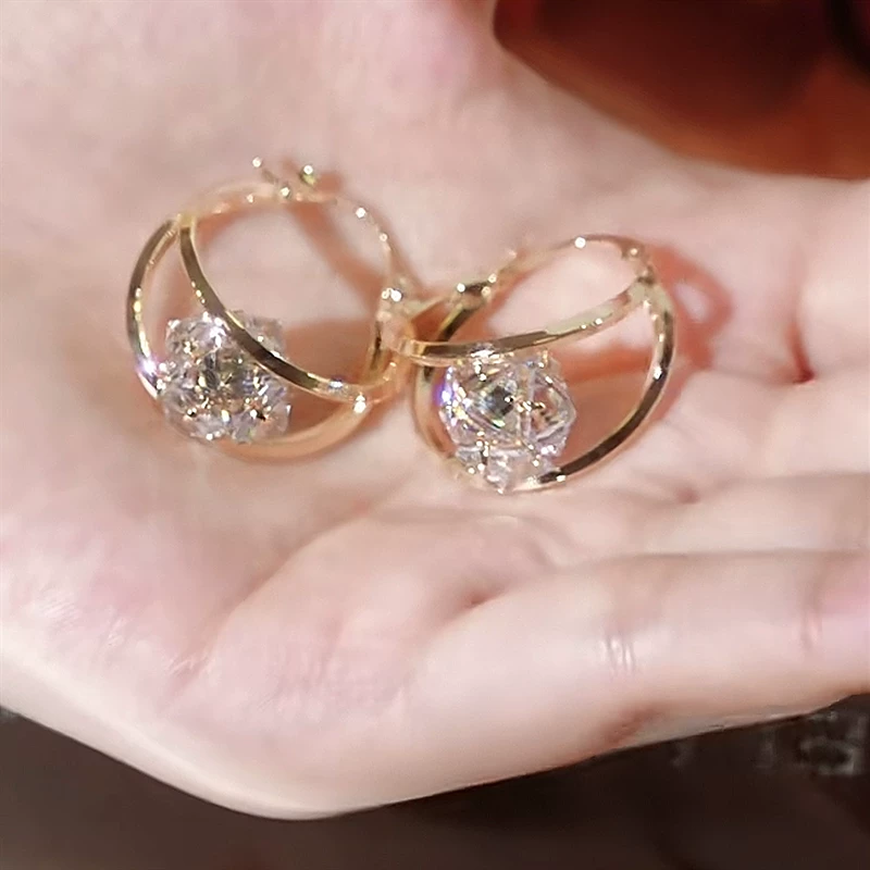 💖👍Double Hoop Sparkling Zirconia Ball Earrings