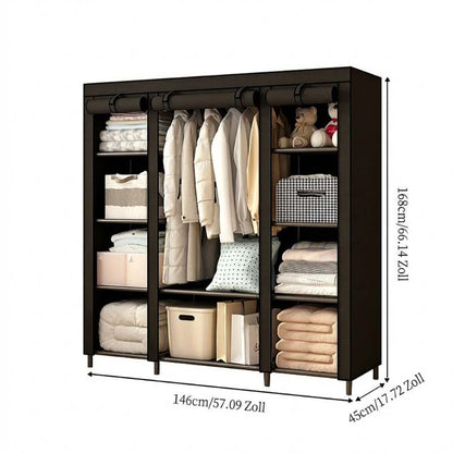 🧥49% OFF NOW! Easy‑to‑Assemble Portable Non‑Woven Fabric Wardrobe, Large‑Capacity Freestanding Closet, Sturdy Frame, Multi‑Compartment Storage for Clothes, Bedding & Household Items