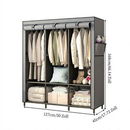 🧥49% OFF NOW! Easy‑to‑Assemble Portable Non‑Woven Fabric Wardrobe, Large‑Capacity Freestanding Closet, Sturdy Frame, Multi‑Compartment Storage for Clothes, Bedding & Household Items