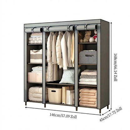 🧥49% OFF NOW! Easy‑to‑Assemble Portable Non‑Woven Fabric Wardrobe, Large‑Capacity Freestanding Closet, Sturdy Frame, Multi‑Compartment Storage for Clothes, Bedding & Household Items
