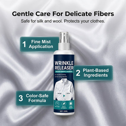 👔 BUY 1 GET 1 FREE! ✨ Instant wrinkle release – no iron, travel-ready, static-free & fresh.