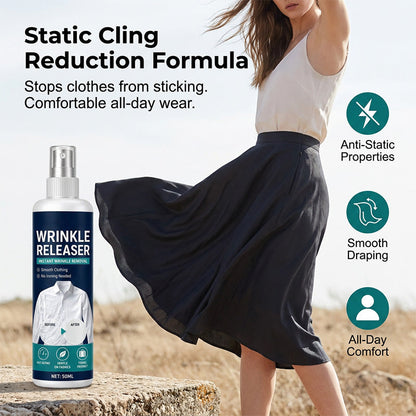 👔 BUY 1 GET 1 FREE! ✨ Instant wrinkle release – no iron, travel-ready, static-free & fresh.