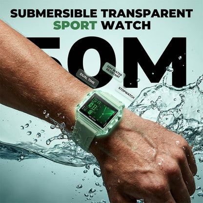⌚ 48% OFF NOW! 💥 Water-Resistant Transparent Digital Watch – 50M, luminous display & hybrid design – Perfect for sports & daily wear ✨