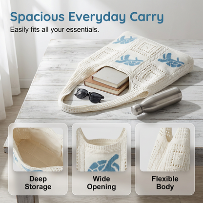 🏆LAST DAY SALE 47% OFF🔥Turtle Pattern Crochet Tote Bag