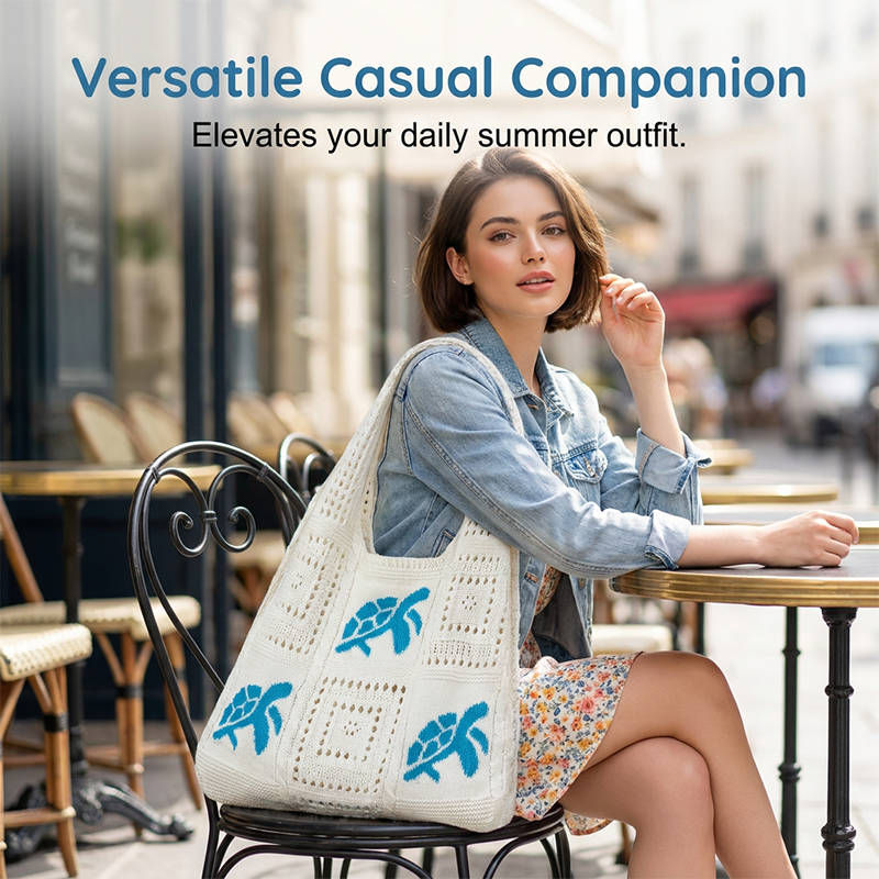🏆LAST DAY SALE 47% OFF🔥Turtle Pattern Crochet Tote Bag