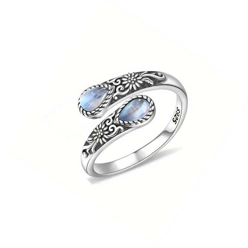 ⏳Limited-time 50% off⏰Vintage Adjustable Open Ring with Teardrop Glowing Zircon💧💍