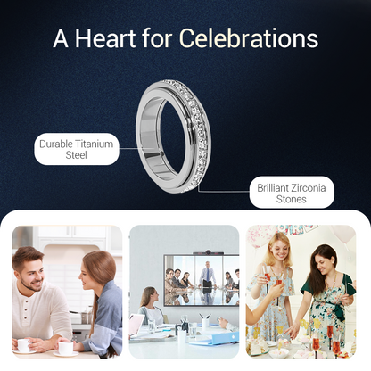 📢📢44% OFF !! ⏰Titanium Steel Rotatable Spinner Ring with Zirconia