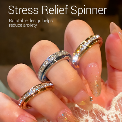 📢📢44% OFF !! ⏰Titanium Steel Rotatable Spinner Ring with Zirconia