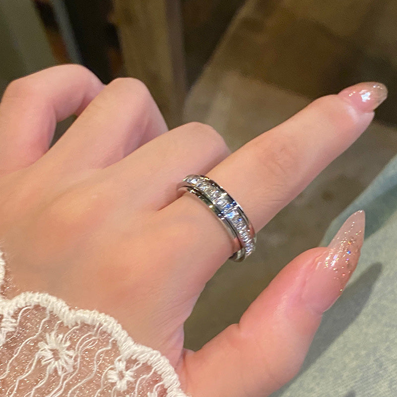 📢📢44% OFF !! ⏰Titanium Steel Rotatable Spinner Ring with Zirconia
