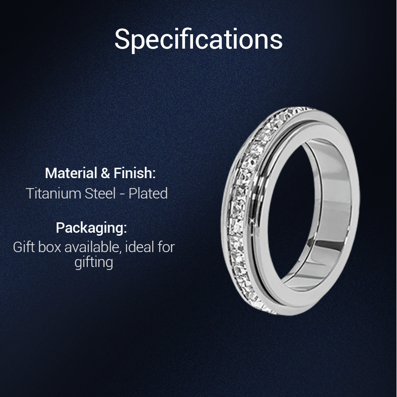 📢📢44% OFF !! ⏰Titanium Steel Rotatable Spinner Ring with Zirconia