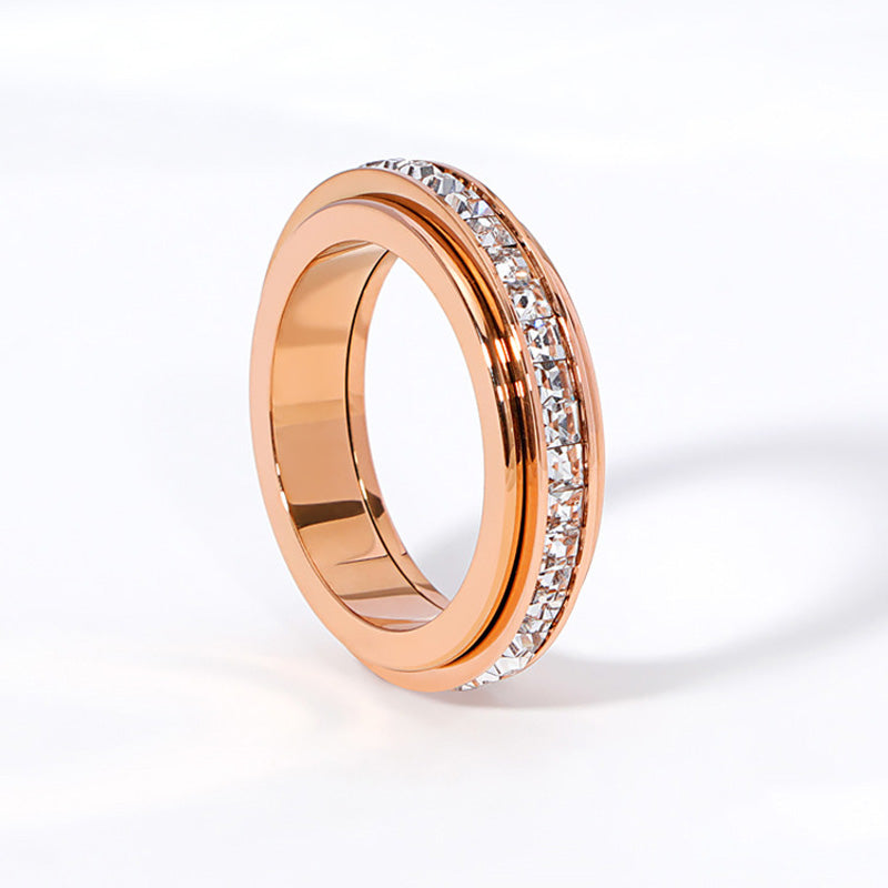 📢📢44% OFF !! ⏰Titanium Steel Rotatable Spinner Ring with Zirconia