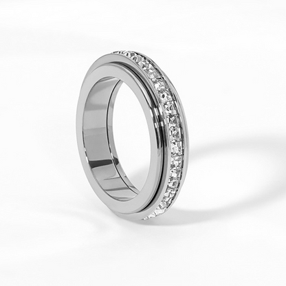 📢📢44% OFF !! ⏰Titanium Steel Rotatable Spinner Ring with Zirconia