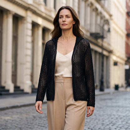 🎉 2026 Sale — Over 22,000 Sold 🧥 Women's Open-Knit Zip-Up Cardigan Lightweight 🌸