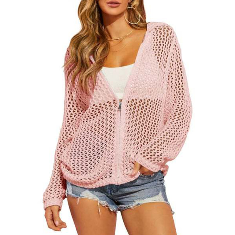 🎉 2026 Sale — Over 22,000 Sold 🧥 Women's Open-Knit Zip-Up Cardigan Lightweight 🌸