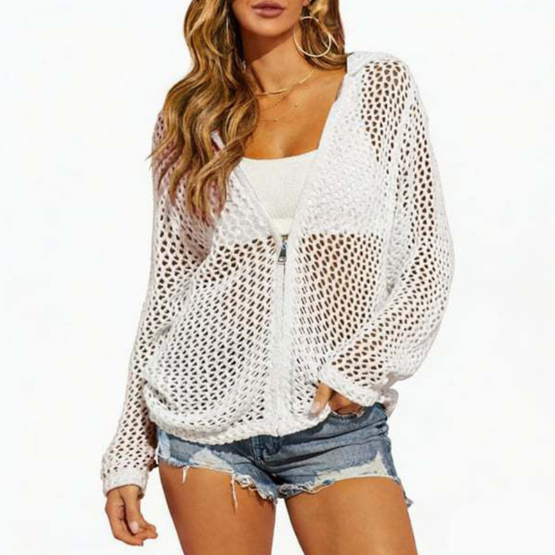 🎉 2026 Sale — Over 22,000 Sold 🧥 Women's Open-Knit Zip-Up Cardigan Lightweight 🌸