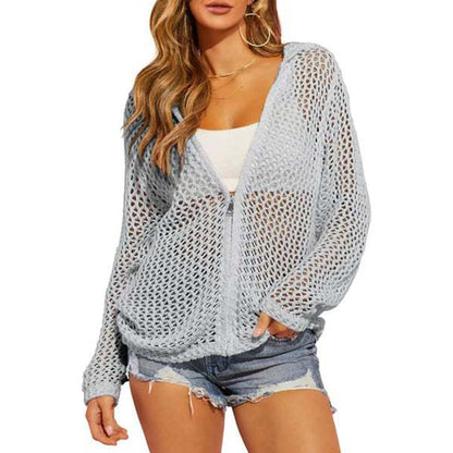 🎉 2026 Sale — Over 22,000 Sold 🧥 Women's Open-Knit Zip-Up Cardigan Lightweight 🌸