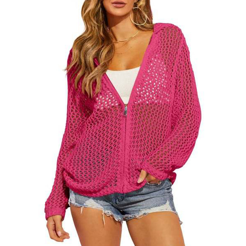 🎉 2026 Sale — Over 22,000 Sold 🧥 Women's Open-Knit Zip-Up Cardigan Lightweight 🌸