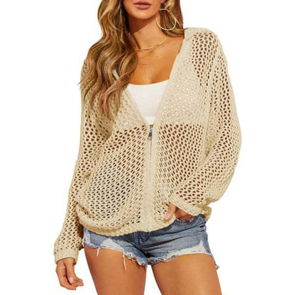 🎉 2026 Sale — Over 22,000 Sold 🧥 Women's Open-Knit Zip-Up Cardigan Lightweight 🌸