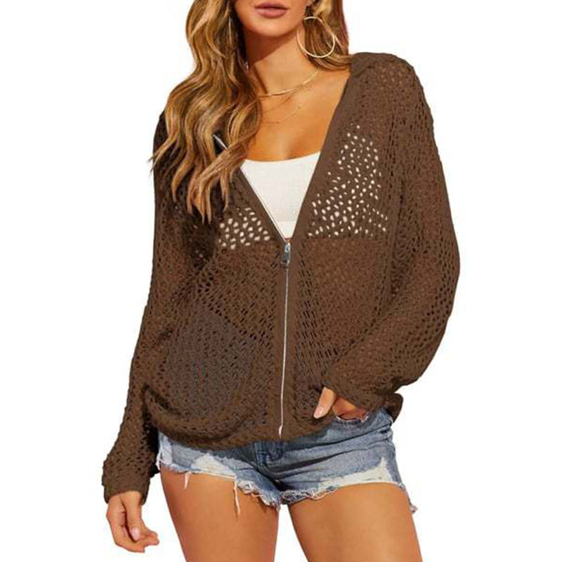 🎉 2026 Sale — Over 22,000 Sold 🧥 Women's Open-Knit Zip-Up Cardigan Lightweight 🌸